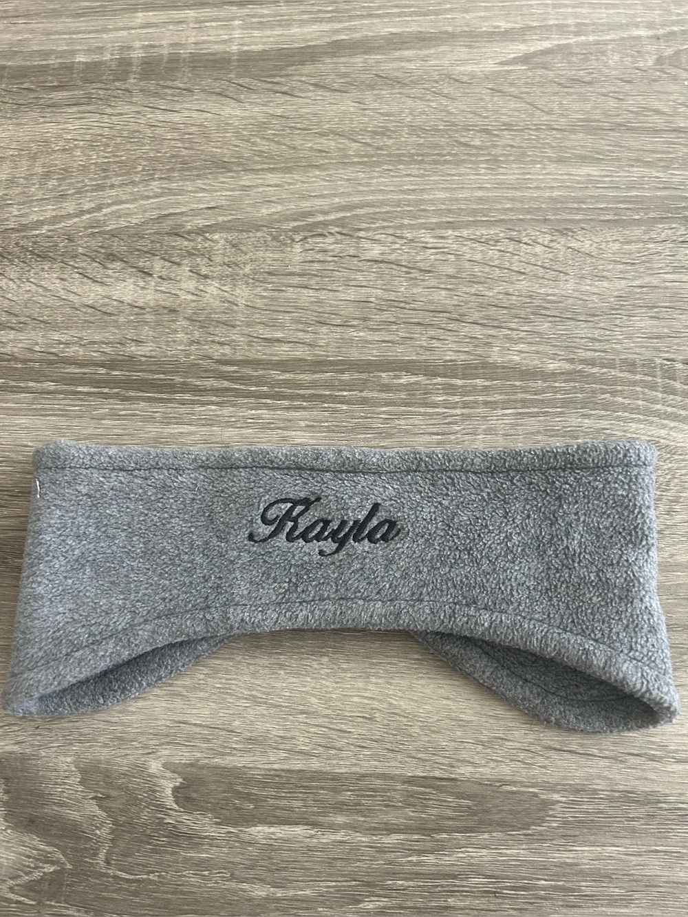 Personalized Gray Fleece Headband - Embroidered Name